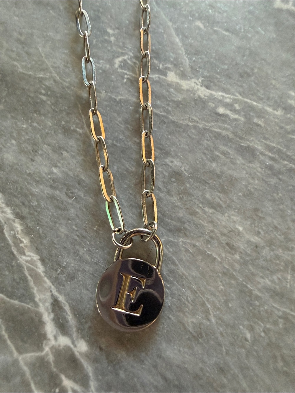 Personalized 'E' Pendant Silver Necklace - Initial Charm